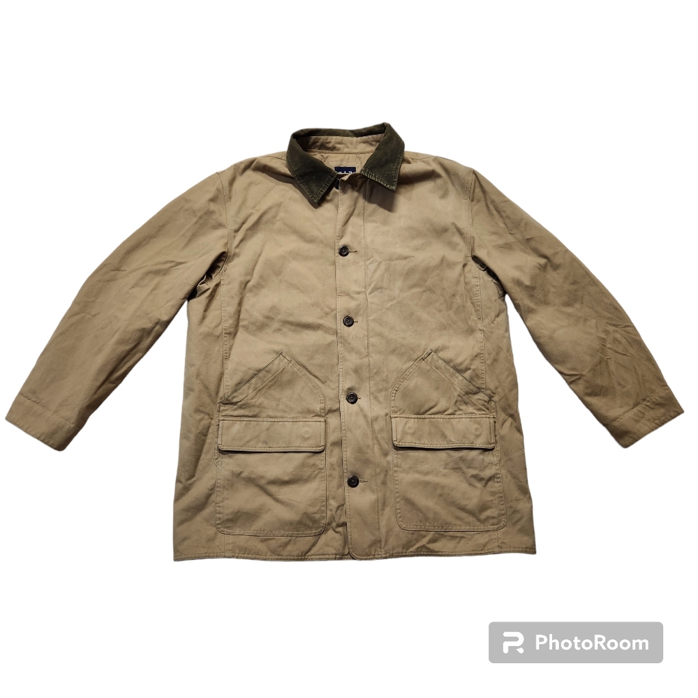 Vintage Y2K GAP Canvas Chore Jacket Quilt Lined Coat Size 2XL Brown Button Front